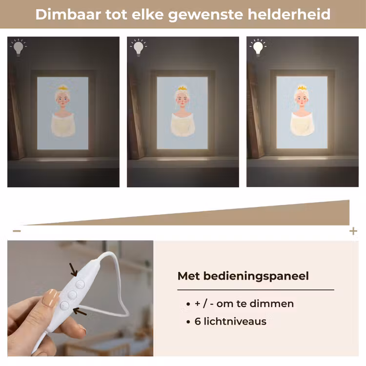 Prinses - Kroon - Blauw Light Box met kabel klein -USP_dimbaarNL