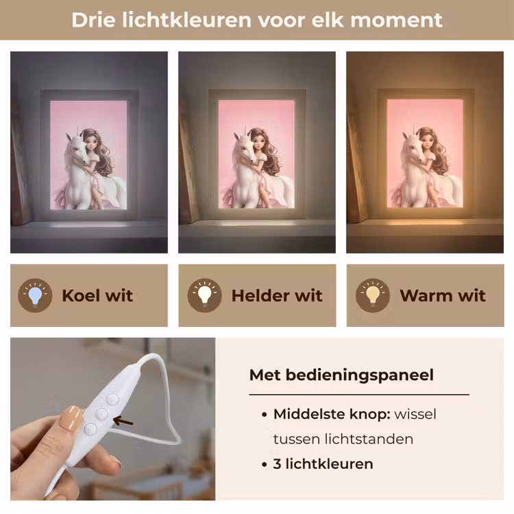 Prinses - Roze - Eenhoorn Light Box met kabel klein -USP_lichtkleurNL