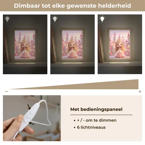 Prinses - Roze - Kasteel Light Box met kabel klein -USP_dimbaarNL