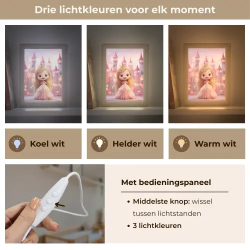 Prinses - Roze - Kasteel Light Box met kabel klein -USP_lichtkleurNL