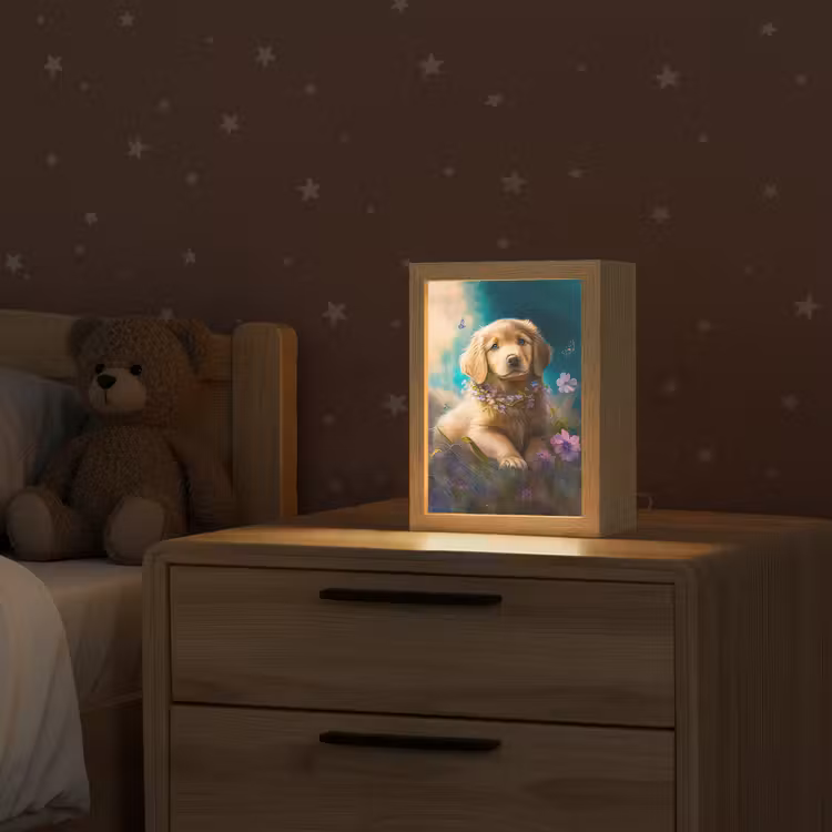 Puppy - Bloemenkrans - Vlinder - Hond - Golden retriever Light Box met kabel klein -sfeer1_kind