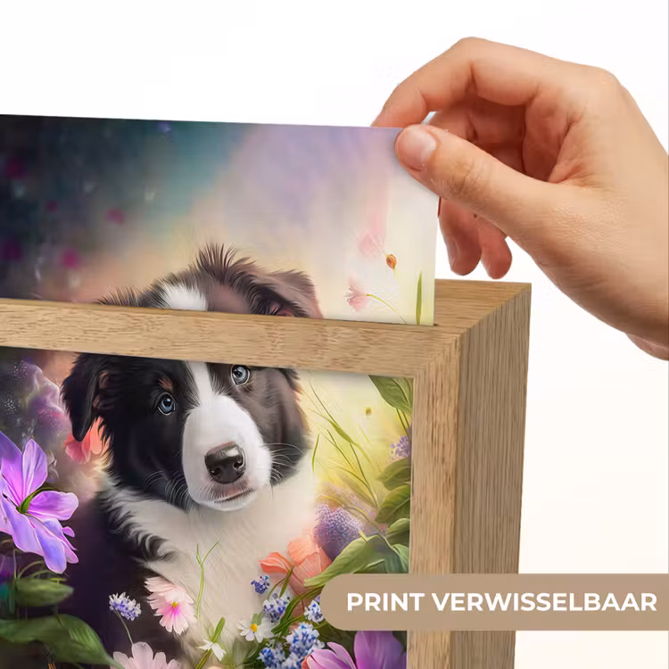 Puppy - Zon - Bloemen - Natuur - Bordercollie - Hond Light Box met kabel (Kinderlampje) klein -USP_websiteprintNL