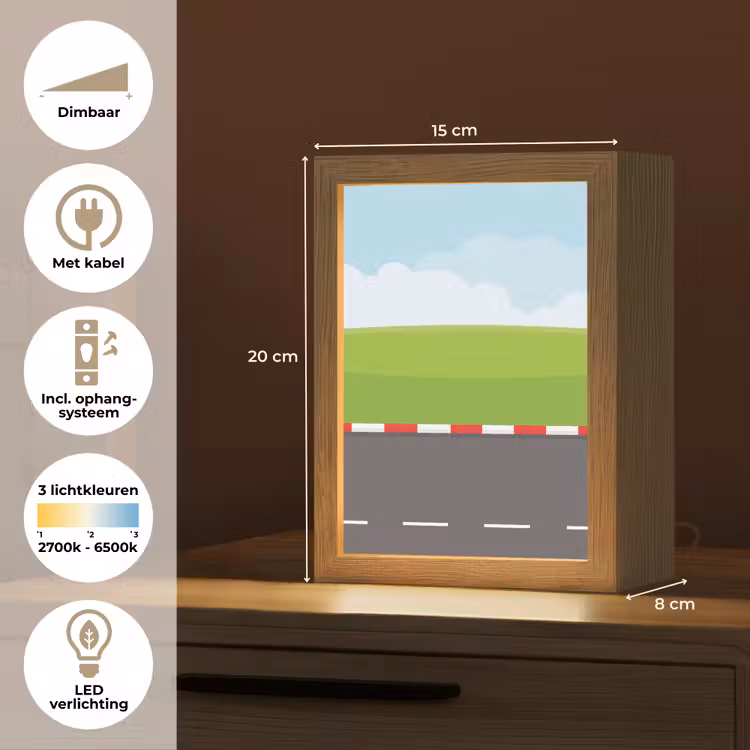 Racebaan - Illustratie - Sport - Kleurrijk Light Box met kabel (Kinderlampje) klein -USP_NL