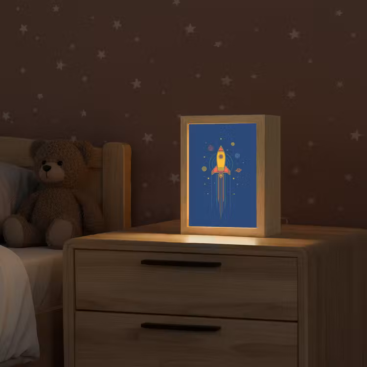 Raket - Blauw - Sterren Light Box met kabel klein -sfeer1_kind