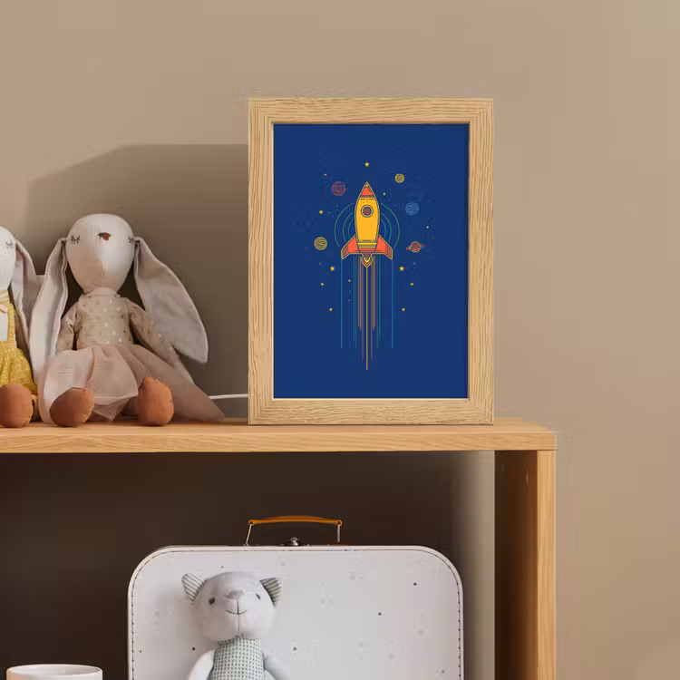 Raket - Blauw - Sterren Light Box met kabel klein -sfeer2_kind