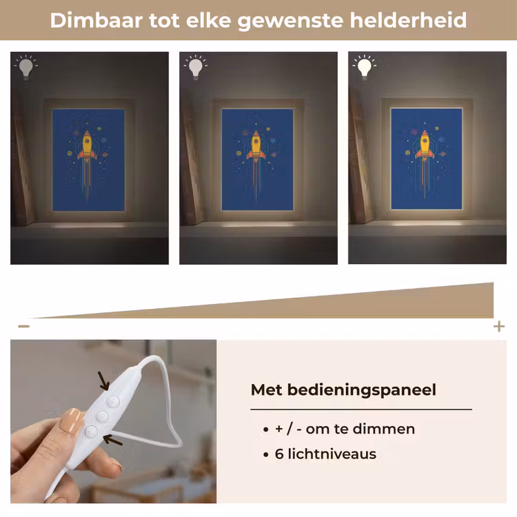 Raket - Blauw - Sterren Light Box met kabel klein -USP_dimbaarNL