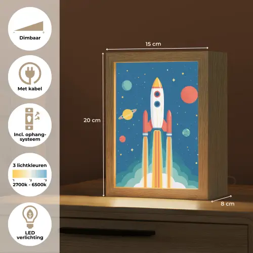 Raket - Planeten - Ruimte Light Box met kabel klein -USP_NL