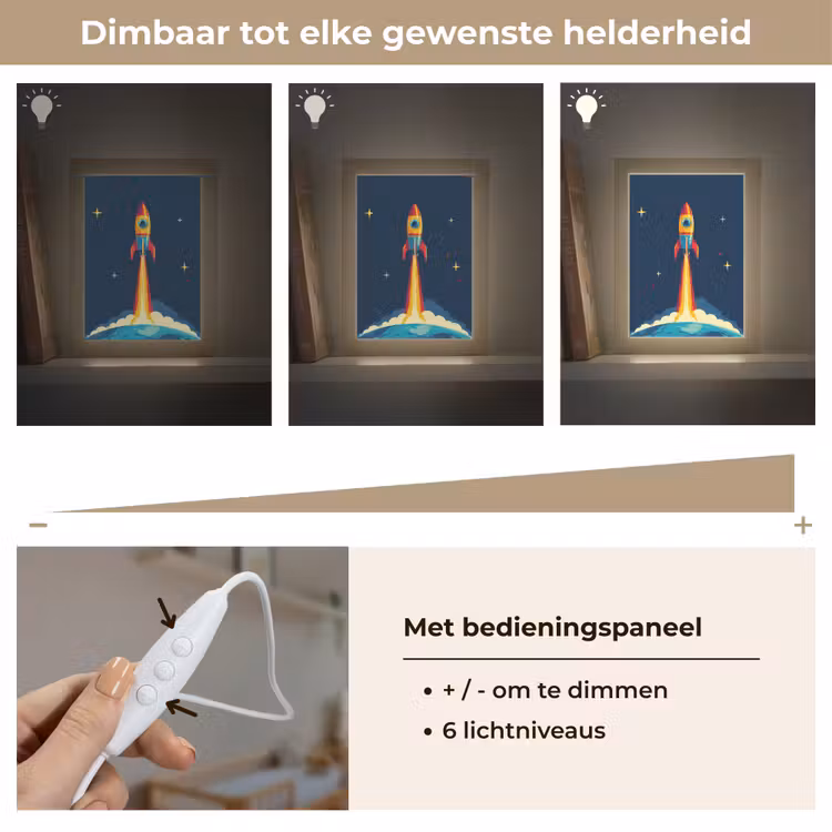 Raket - Rookwolken - Ruimte Light Box met kabel klein -USP_dimbaarNL