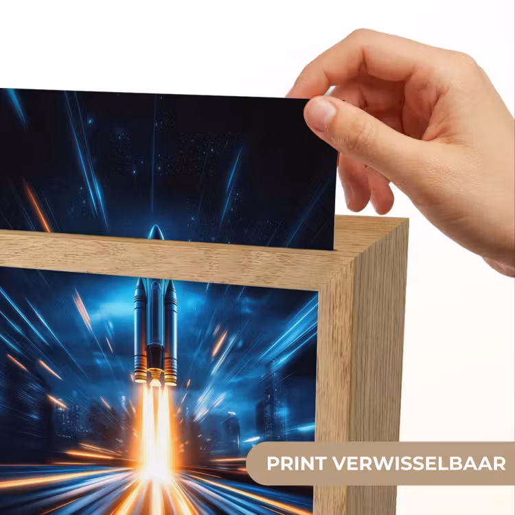 Raket - Ruimte - Blauw - Licht Light Box met kabel (Kinderlampje) klein -USP_websiteprintNL