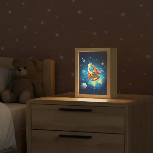 Raket - Ruimte - Planeten - Kinderen - Jongen Light Box met kabel klein -sfeer1_kind