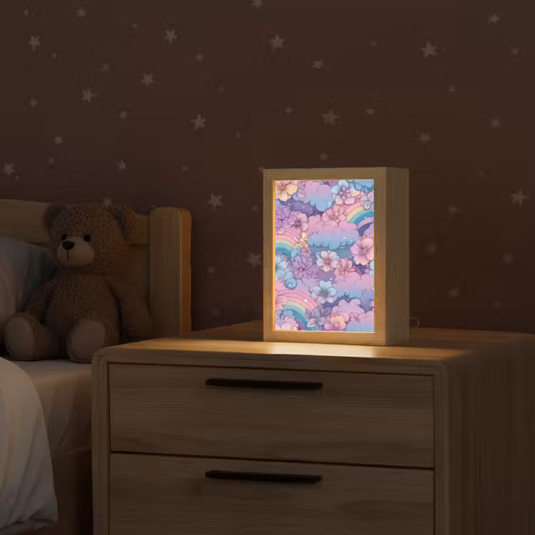 Regenbogen - Bloemen - Kleurrijk - Wolken Light Box met kabel klein -sfeer1_kind