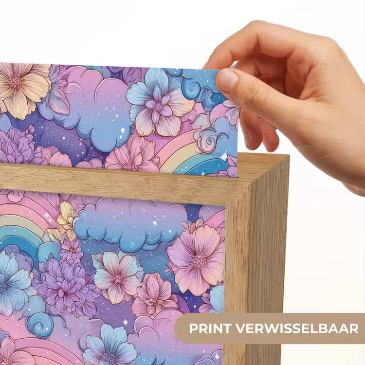 Regenbogen - Bloemen - Kleurrijk - Wolken Light Box met kabel (Kinderlampje) klein -USP_websiteprintNL