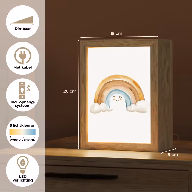 Regenboog - Pastel kleuren Light Box met kabel klein -USP_NL