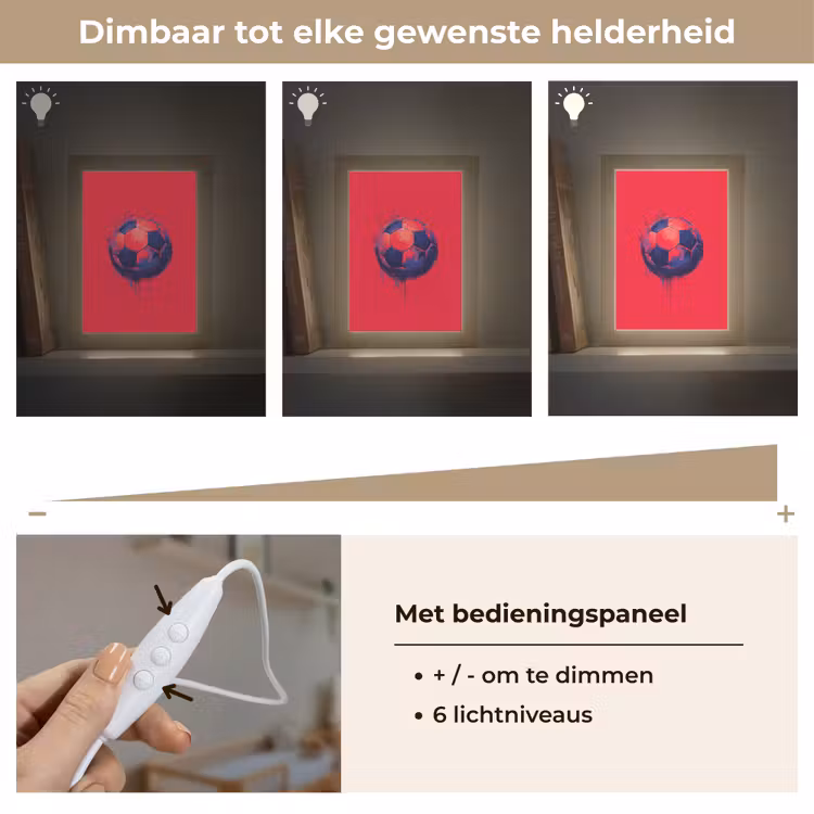 Rood - Voetbal - Abstract - Verfspatten Light Box met kabel klein -USP_dimbaarNL