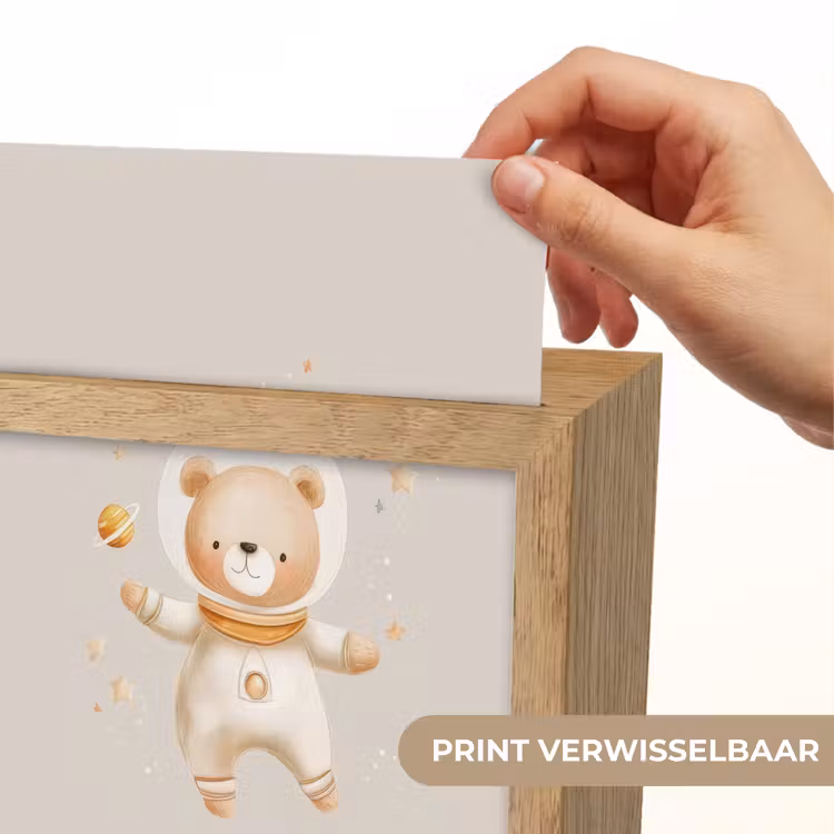 Ruimtebeer - Sterren - Beige Light Box met kabel (Kinderlampje) klein -USP_websiteprintNL