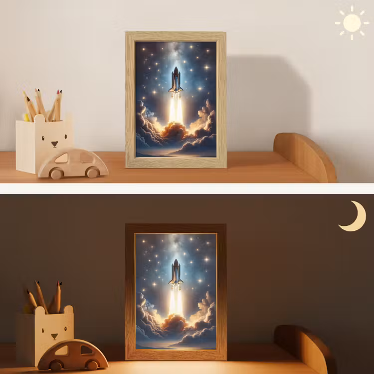 Ruimtevaart - Raket - Space - Sterren Light Box met kabel klein -sfeer3_kind