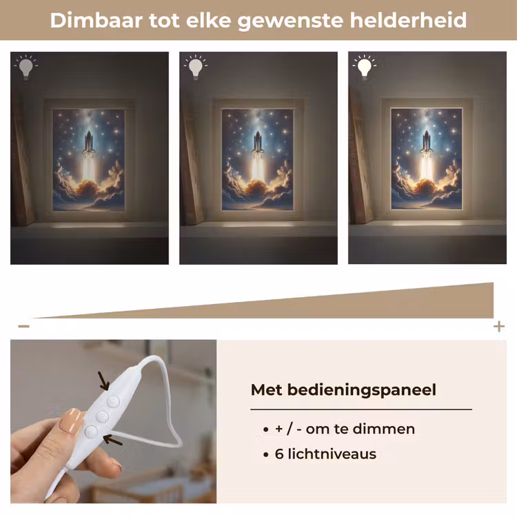 Ruimtevaart - Raket - Space - Sterren Light Box met kabel klein -USP_dimbaarNL