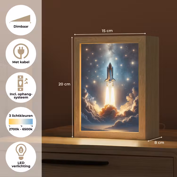Ruimtevaart - Raket - Space - Sterren Light Box met kabel klein -USP_NL