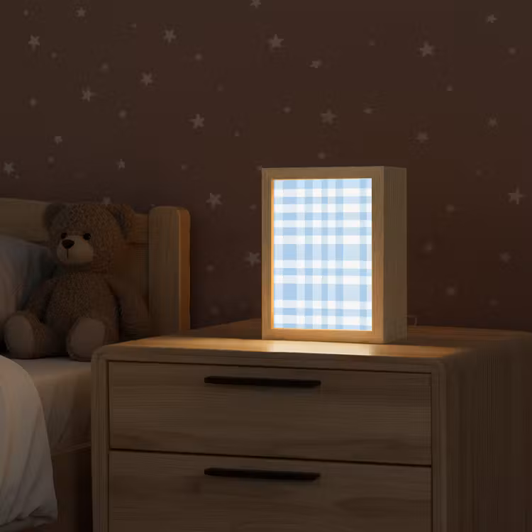 Ruit - Patroon - Blauw Light Box met kabel (Kinderlampje) klein 904 -sfeer1_kind