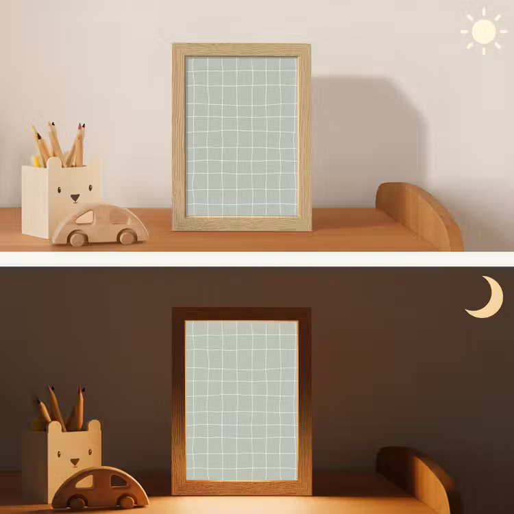 Ruitpatroon - Golvend - Groen Light Box met kabel (Kinderlampje) klein 904 -sfeer3_kind