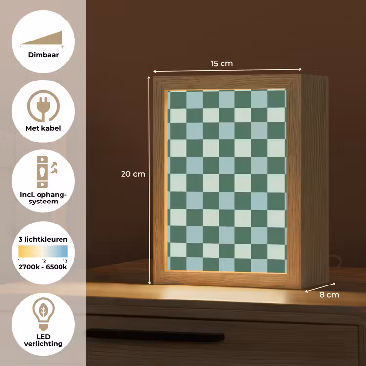 Schaakbord - Klassiek - Groen Light Box met kabel (Kinderlampje) klein 904 -USP_NL