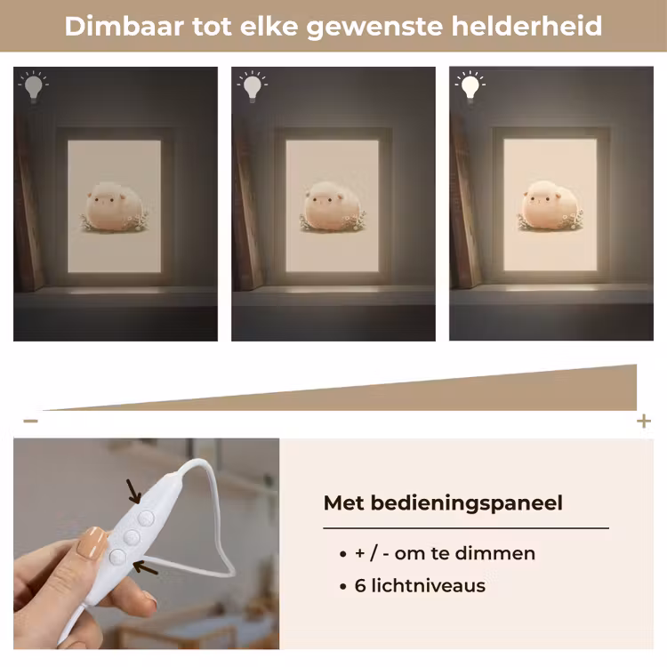 Schaap - Beige - Bloemen Light Box met kabel klein -USP_dimbaarNL