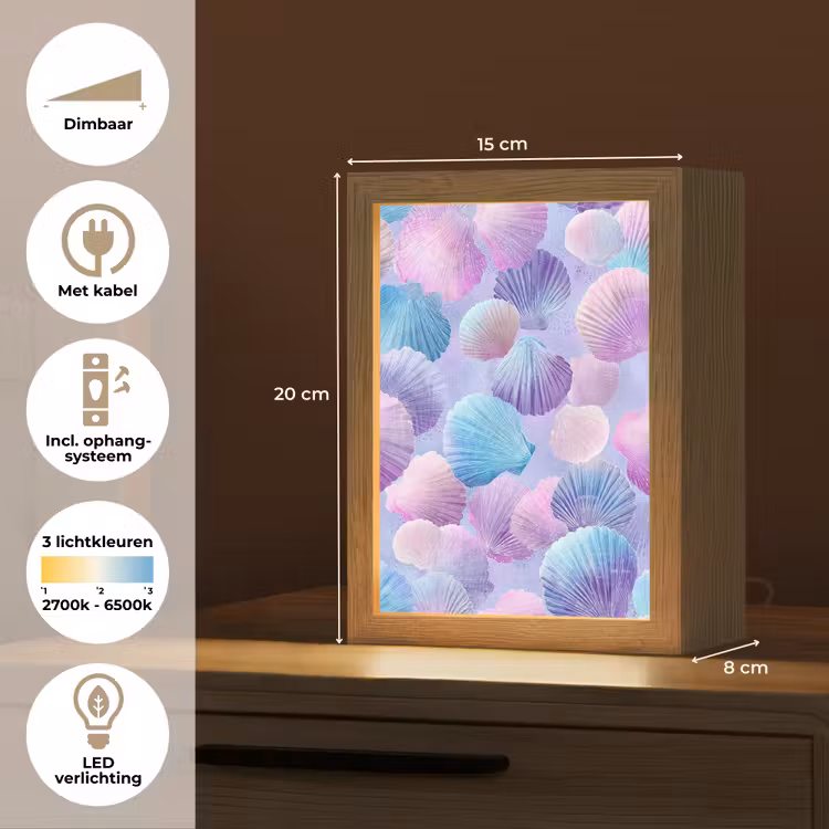 Schelpen - Paars - Blauw - Patroon Light Box met kabel klein -USP_NL
