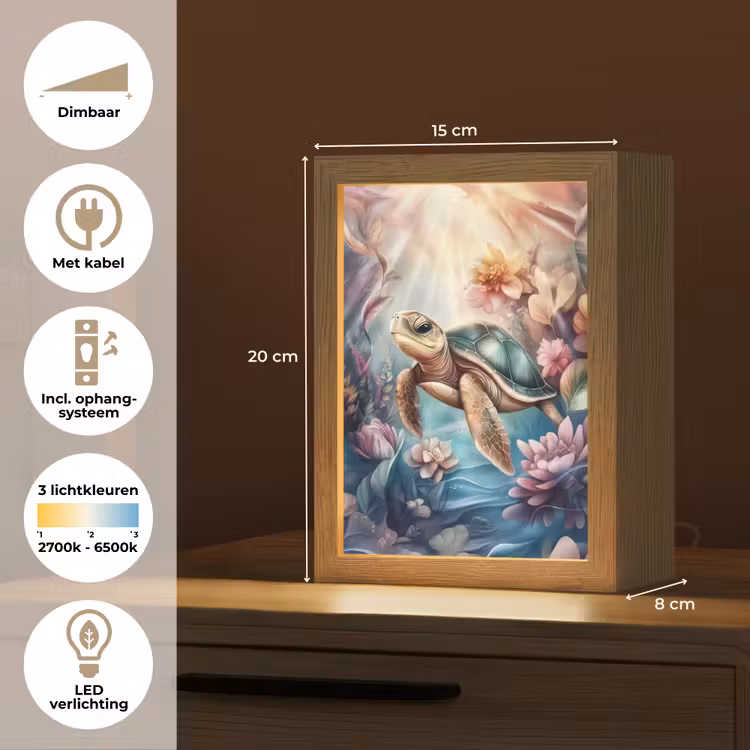 Schildpad - Bloemen - Onderwater Light Box met kabel klein -USP_NL