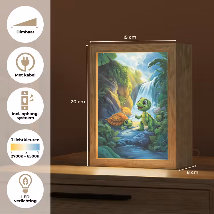 Schildpad - Dino - Jungle - Waterval Light Box met kabel klein -USP_NL