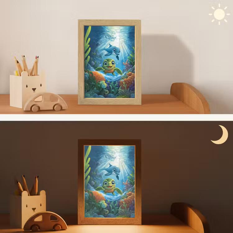 Schildpad - Dolfijn - Oceaan Light Box met kabel klein -sfeer3_kind