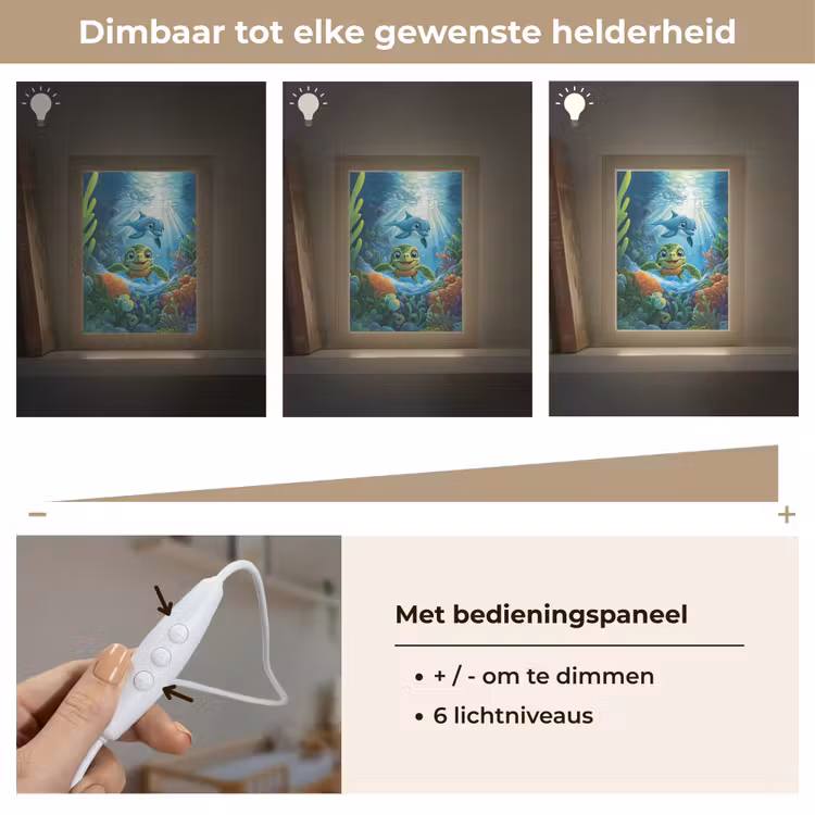 Schildpad - Dolfijn - Oceaan Light Box met kabel klein -USP_dimbaarNL