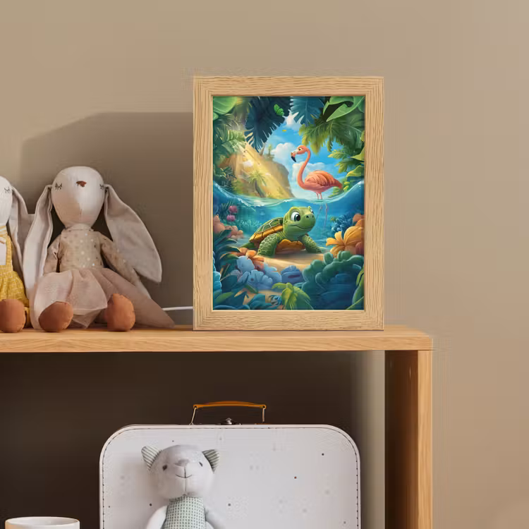 Schildpad - Flamingo - Tropisch - Oceaan Light Box met kabel klein -sfeer2_kind
