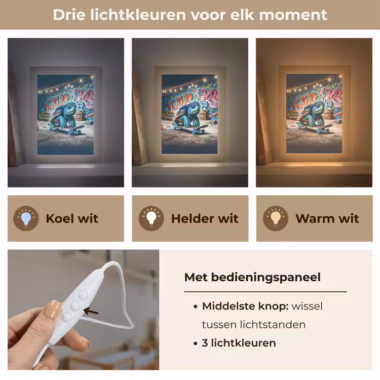 Schildpad - Graffiti - Skateboard - Jongens Light Box met kabel klein -USP_lichtkleurNL