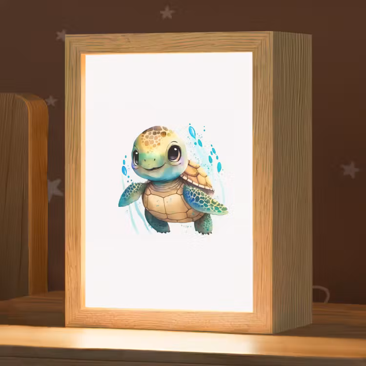 Schildpad - Waterverf - Kleuren - Dieren - Meisjes - Jongens Light Box met kabel klein -zzz_3d_website