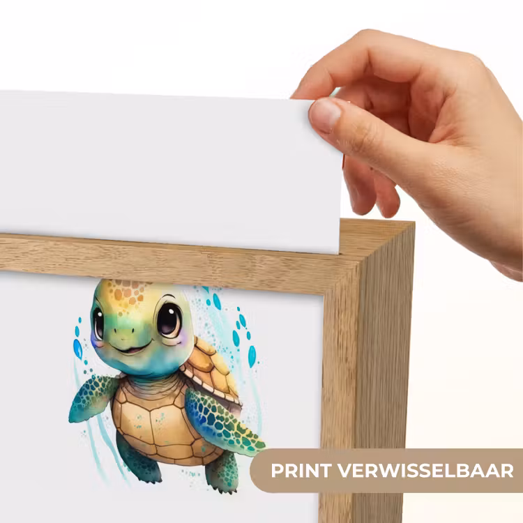Schildpad - Waterverf - Kleuren - Dieren - Meisjes - Jongens Light Box met kabel (Kinderlampje) klein -USP_websiteprintNL
