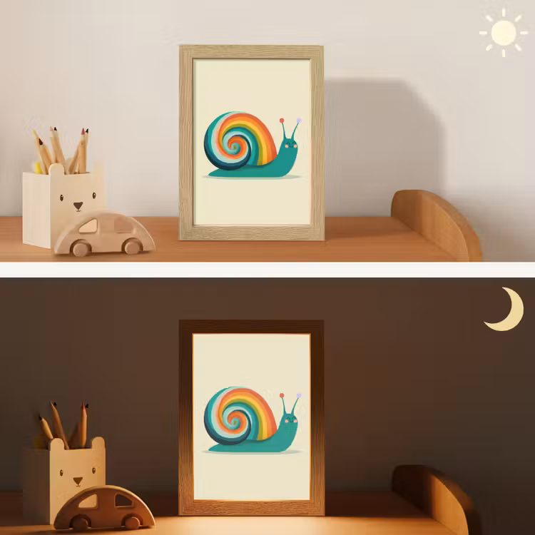 Slak - Regenboogschild - Groen Light Box met kabel klein -sfeer3_kind