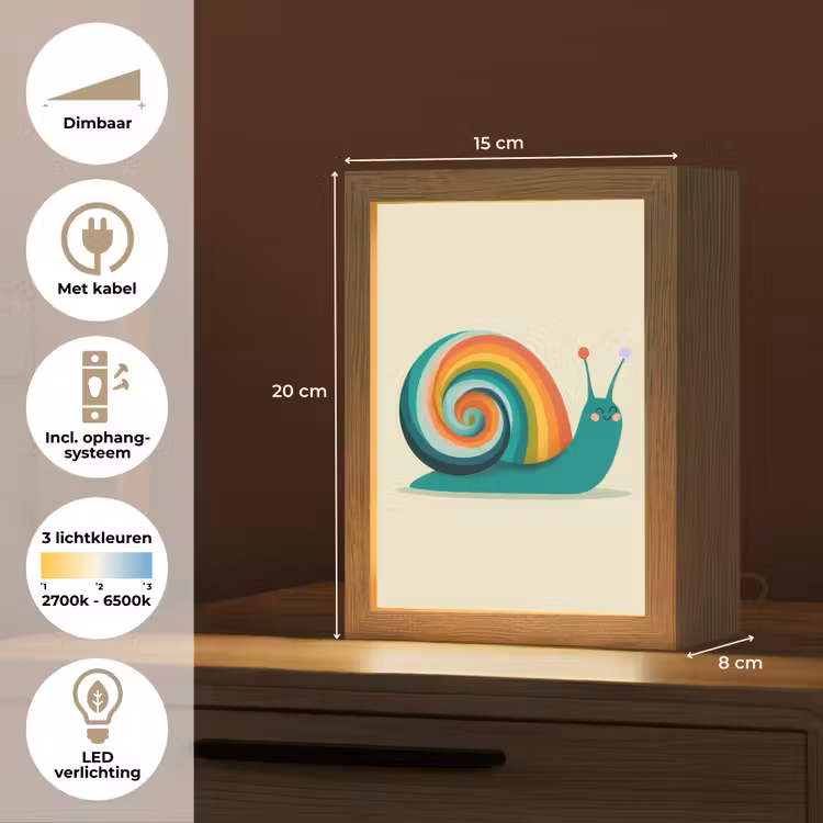 Slak - Regenboogschild - Groen Light Box met kabel klein -USP_NL