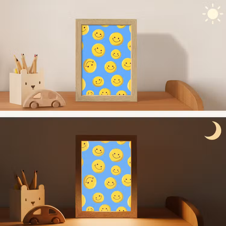 Smileys - Geel - Blauw Light Box met kabel klein -sfeer3_kind