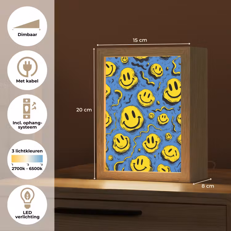 Smileys - Geel - Blauw Light Box met kabel klein -USP_NL