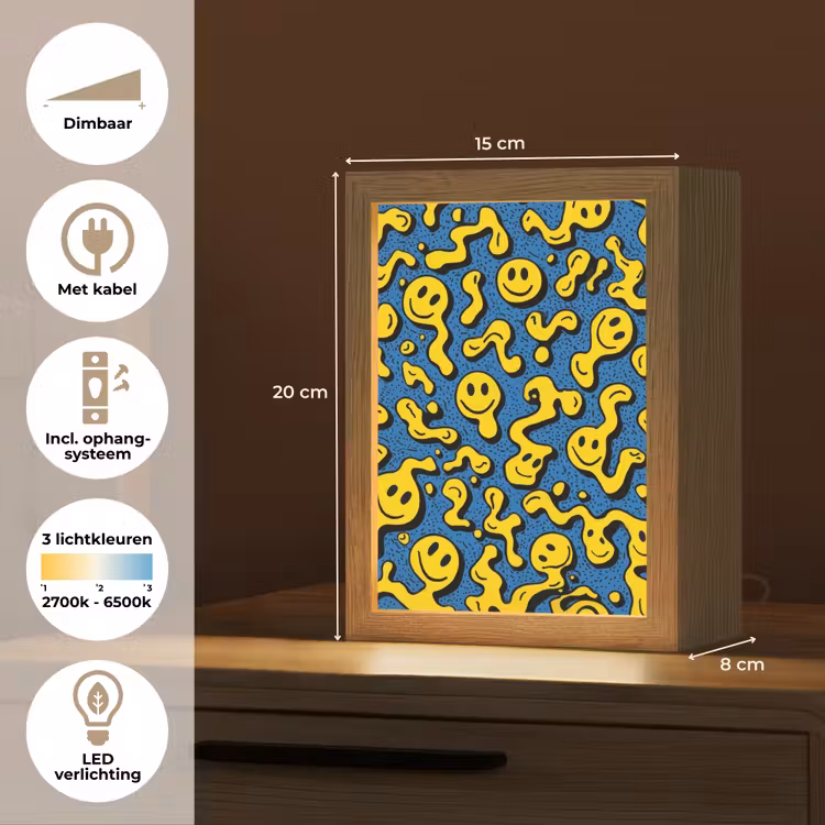 Smileys - Geel - Blauw Light Box met kabel klein -USP_NL