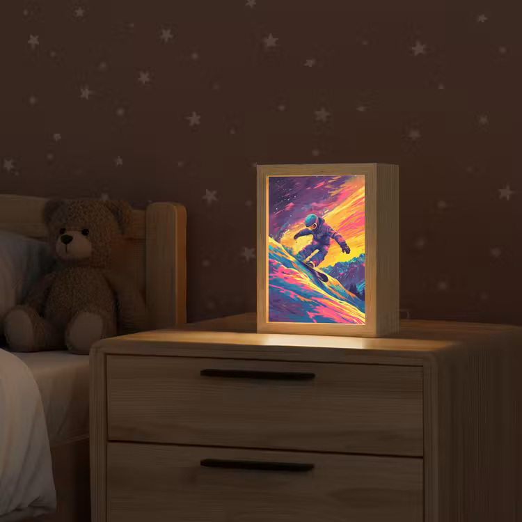 Snowboarden - Sneeuw - Kleurrijk Light Box met kabel klein -sfeer1_kind