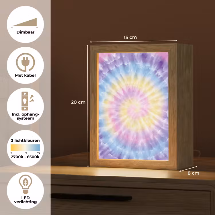 Spiraal - Tie dye - Pasteltinten Light Box met kabel klein -USP_NL