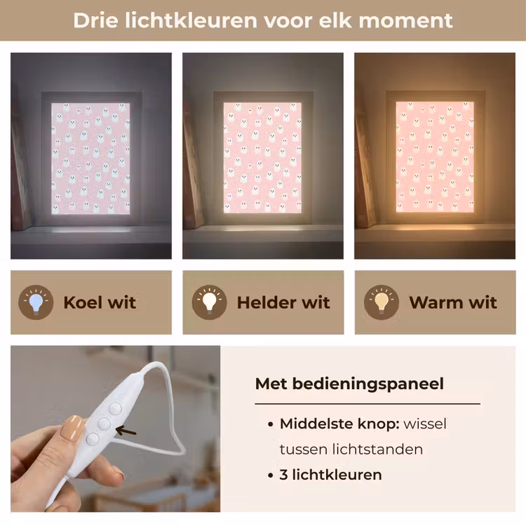 Spookjes - Patroon - Roze Light Box met kabel (Kinderlampje) klein 904 -USP_lichtkleurNL
