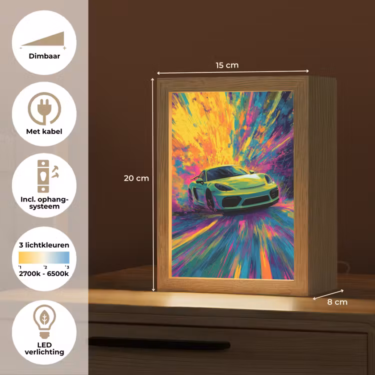 Sportauto - Groen - Verfstrepen - Kleuren Light Box met kabel klein -USP_NL