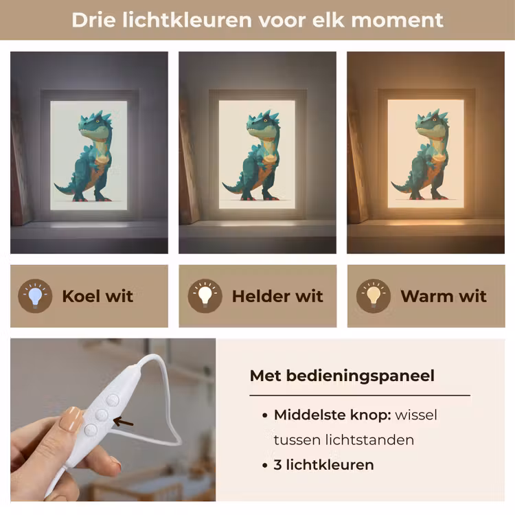 Stekels - Dino - Blauw - Gespierd Light Box met kabel klein -USP_lichtkleurNL