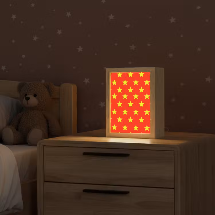 Ster - Patroon - Geel Light Box met kabel (Kinderlampje) klein 904 -sfeer1_kind