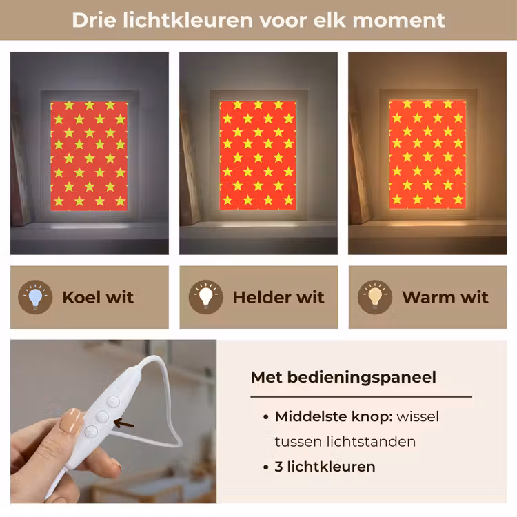 Ster - Patroon - Geel Light Box met kabel (Kinderlampje) klein 904 -USP_lichtkleurNL