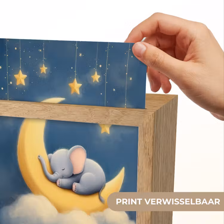 Sterren - Olifant - Maan - Wolken Light Box met kabel (Kinderlampje) klein -USP_websiteprintNL