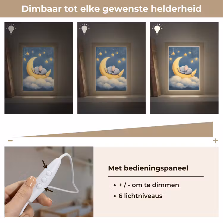 Sterren - Olifant - Maan - Wolken Light Box met kabel klein -USP_dimbaarNL