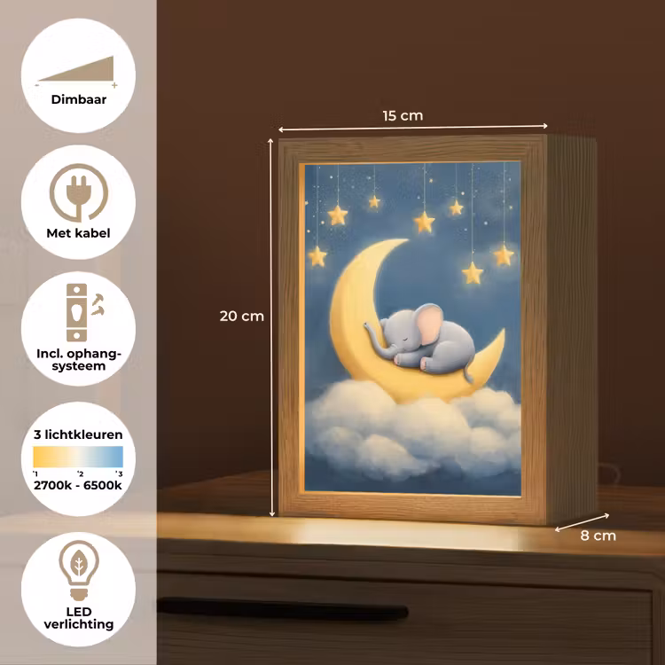Sterren - Olifant - Maan - Wolken Light Box met kabel klein -USP_NL